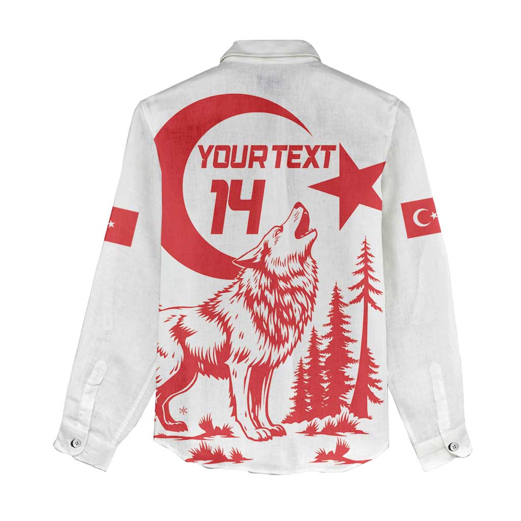 Custom Turkey Football Women Casual Shirt Turkyie Wolf With Crescent-Stars