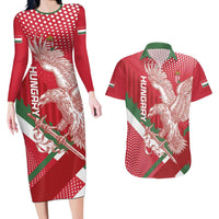 Custom Hungary Football Couples Matching Long Sleeve Bodycon Dress and Hawaiian Shirt Come On Magyarok