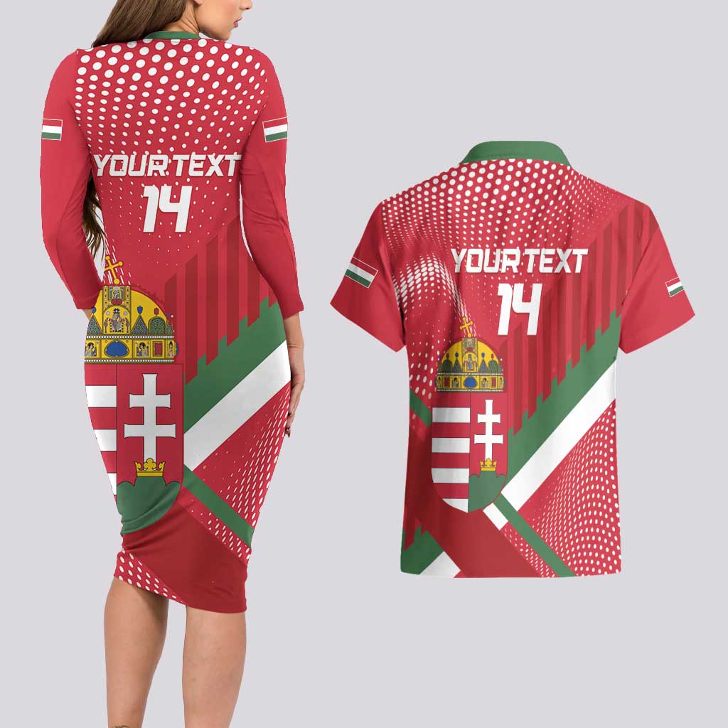 Custom Hungary Football Couples Matching Long Sleeve Bodycon Dress and Hawaiian Shirt Come On Magyarok
