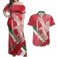 Custom Hungary Football Couples Matching Off Shoulder Maxi Dress and Hawaiian Shirt Come On Magyarok