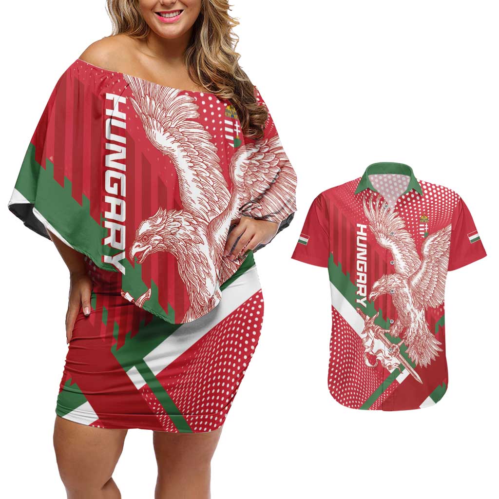 Custom Hungary Football Couples Matching Off Shoulder Short Dress and Hawaiian Shirt Come On Magyarok