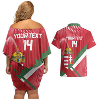 Custom Hungary Football Couples Matching Off Shoulder Short Dress and Hawaiian Shirt Come On Magyarok
