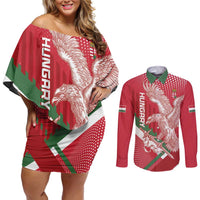 Custom Hungary Football Couples Matching Off Shoulder Short Dress and Long Sleeve Button Shirt Come On Magyarok