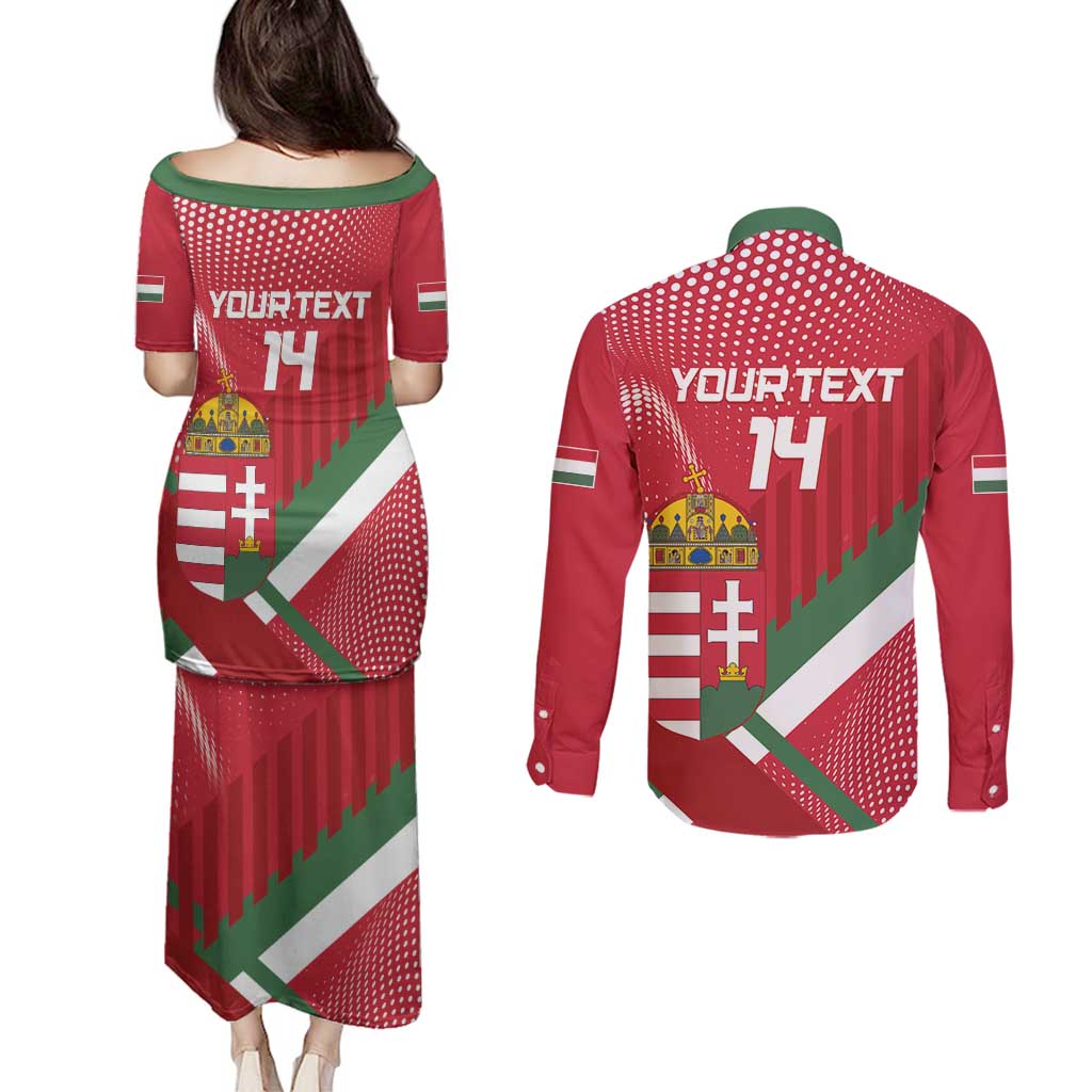 Custom Hungary Football Couples Matching Puletasi and Long Sleeve Button Shirt Come On Magyarok