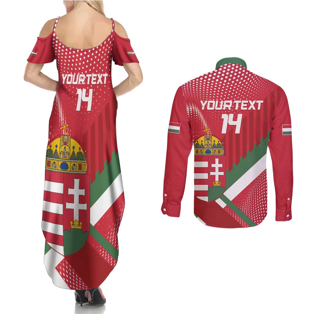 Custom Hungary Football Couples Matching Summer Maxi Dress and Long Sleeve Button Shirt Come On Magyarok