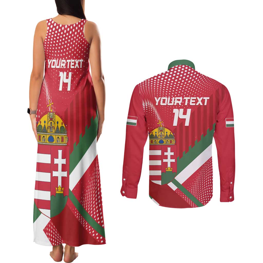 Custom Hungary Football Couples Matching Tank Maxi Dress and Long Sleeve Button Shirt Come On Magyarok