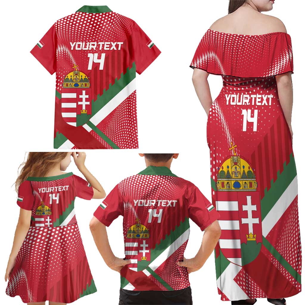 Custom Hungary Football Family Matching Off Shoulder Maxi Dress and Hawaiian Shirt Come On Magyarok