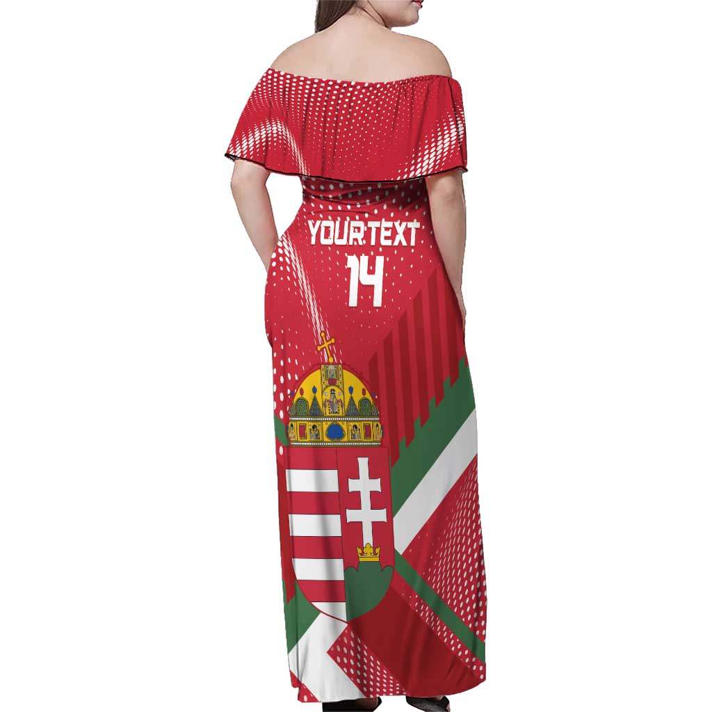 Custom Hungary Football Family Matching Off Shoulder Maxi Dress and Hawaiian Shirt Come On Magyarok