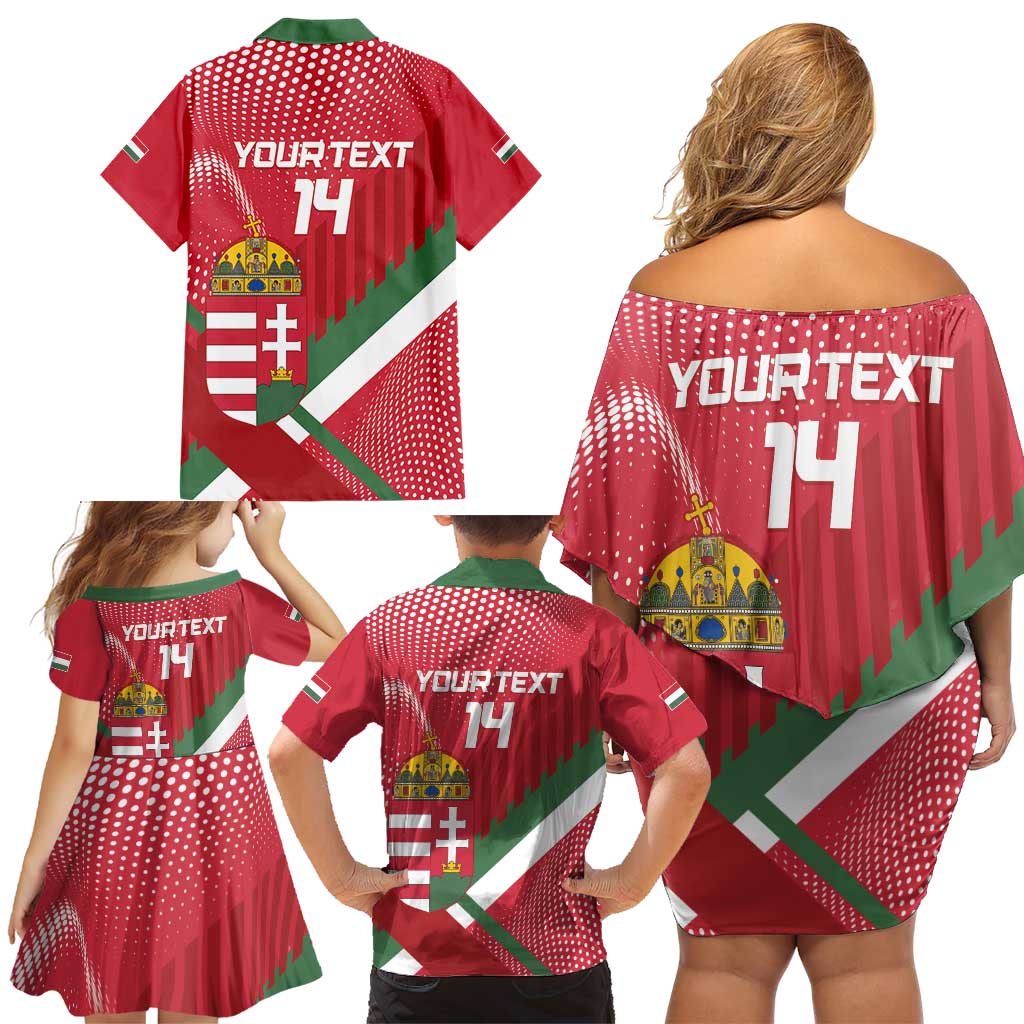 Custom Hungary Football Family Matching Off Shoulder Short Dress and Hawaiian Shirt Come On Magyarok