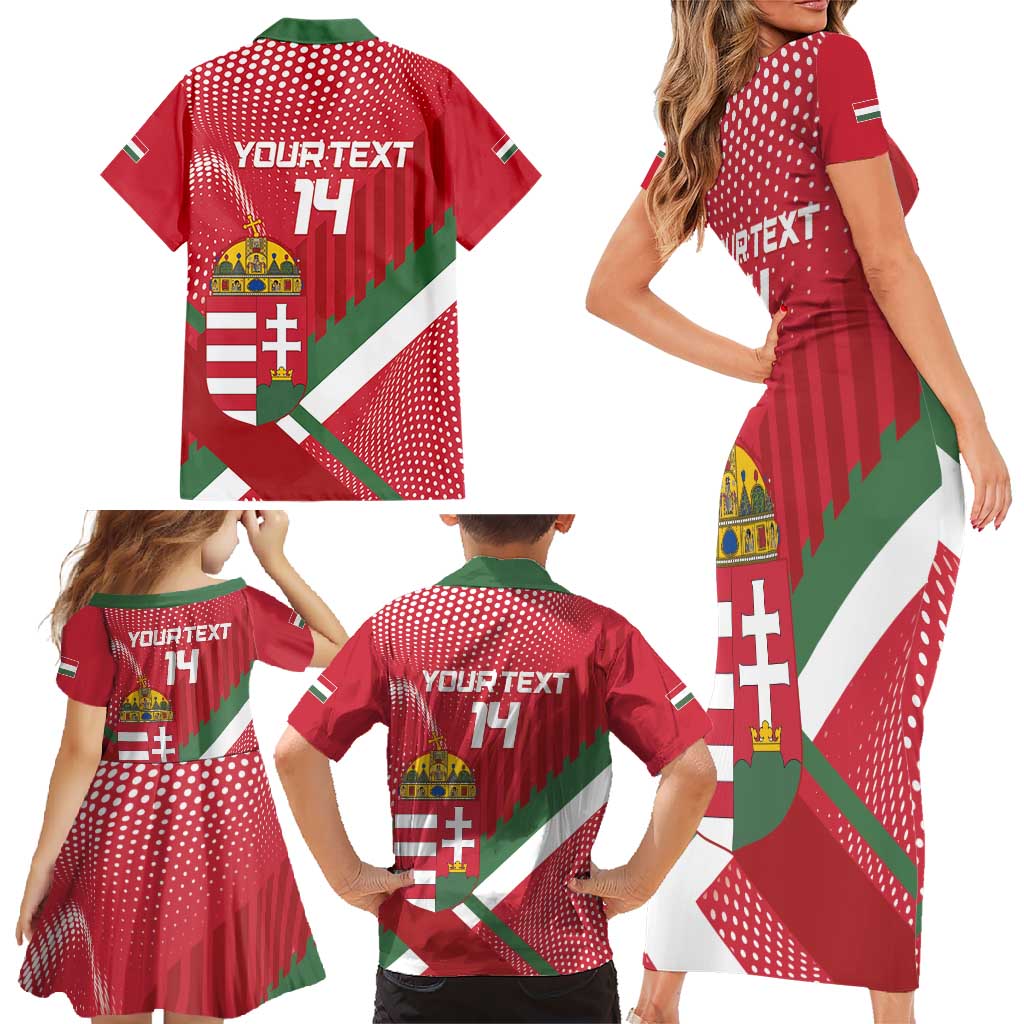 Custom Hungary Football Family Matching Short Sleeve Bodycon Dress and Hawaiian Shirt Come On Magyarok