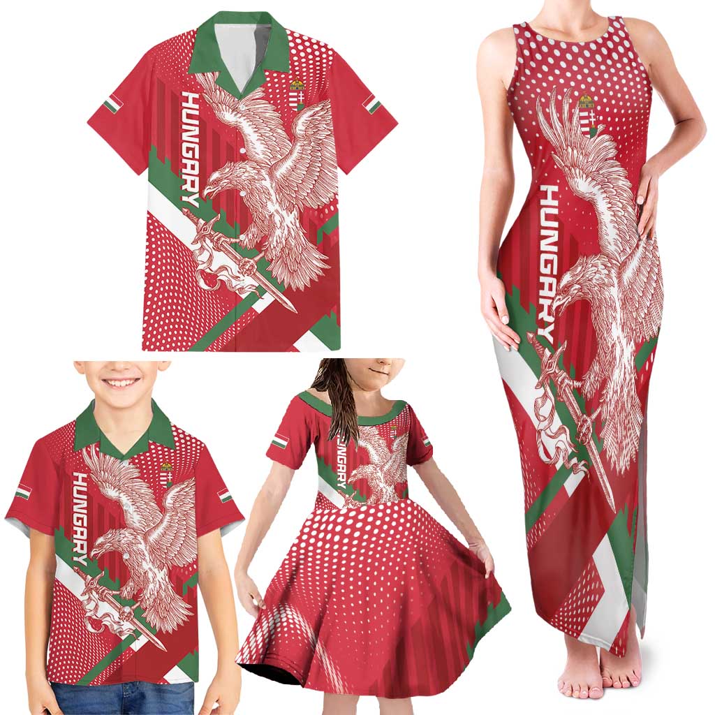 Custom Hungary Football Family Matching Tank Maxi Dress and Hawaiian Shirt Come On Magyarok