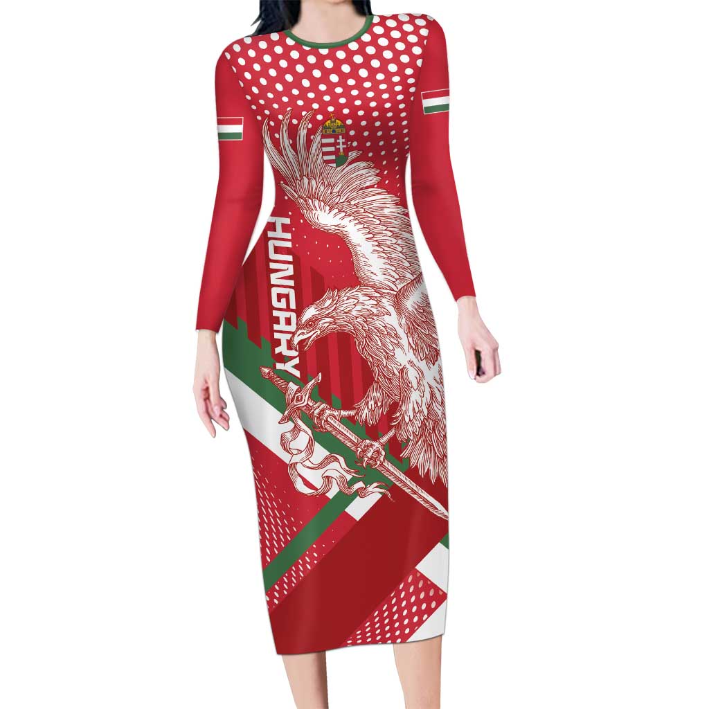 Custom Hungary Football Long Sleeve Bodycon Dress Come On Magyarok