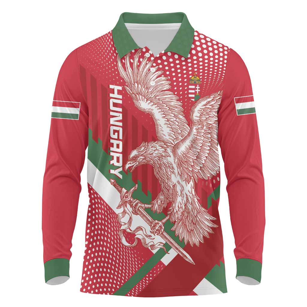 Custom Hungary Football Long Sleeve Polo Shirt Come On Magyarok
