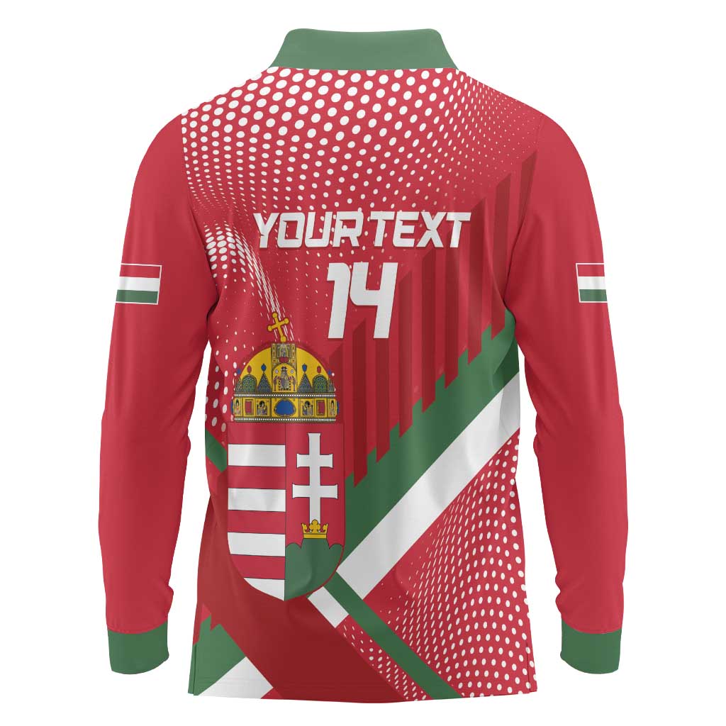 Custom Hungary Football Long Sleeve Polo Shirt Come On Magyarok