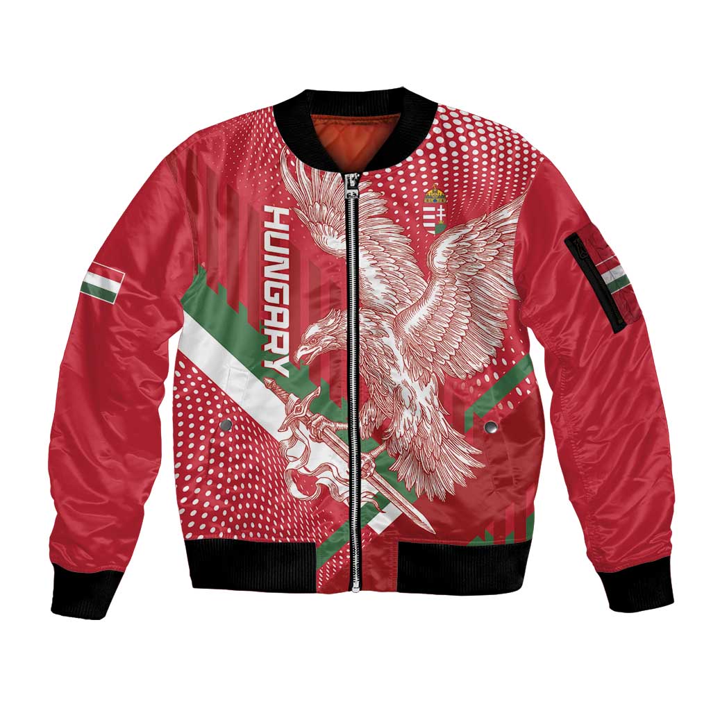 Custom Hungary Football Sleeve Zip Bomber Jacket Come On Magyarok