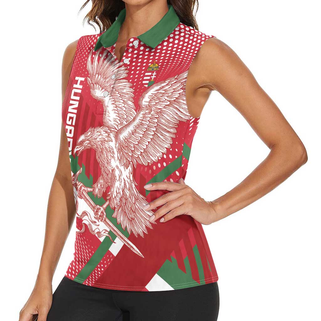 Custom Hungary Football Women Sleeveless Polo Shirt Come On Magyarok