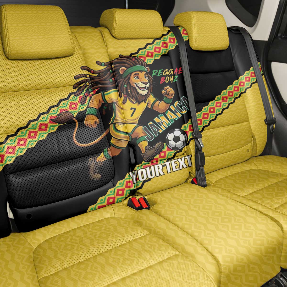 Jamaica 2026 Football Custom Back Car Seat Cover Go Reggae Boyz Rasta Lion Sporty