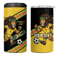 Jamaica 2026 Football Custom 4 in 1 Can Cooler Tumbler Go Reggae Boyz Rasta Lion Sporty