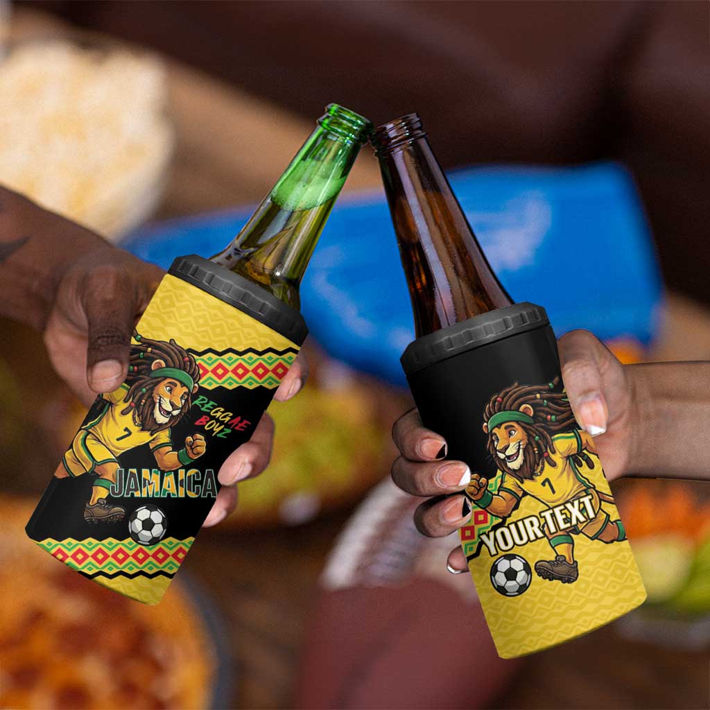 Jamaica 2026 Football Custom 4 in 1 Can Cooler Tumbler Go Reggae Boyz Rasta Lion Sporty