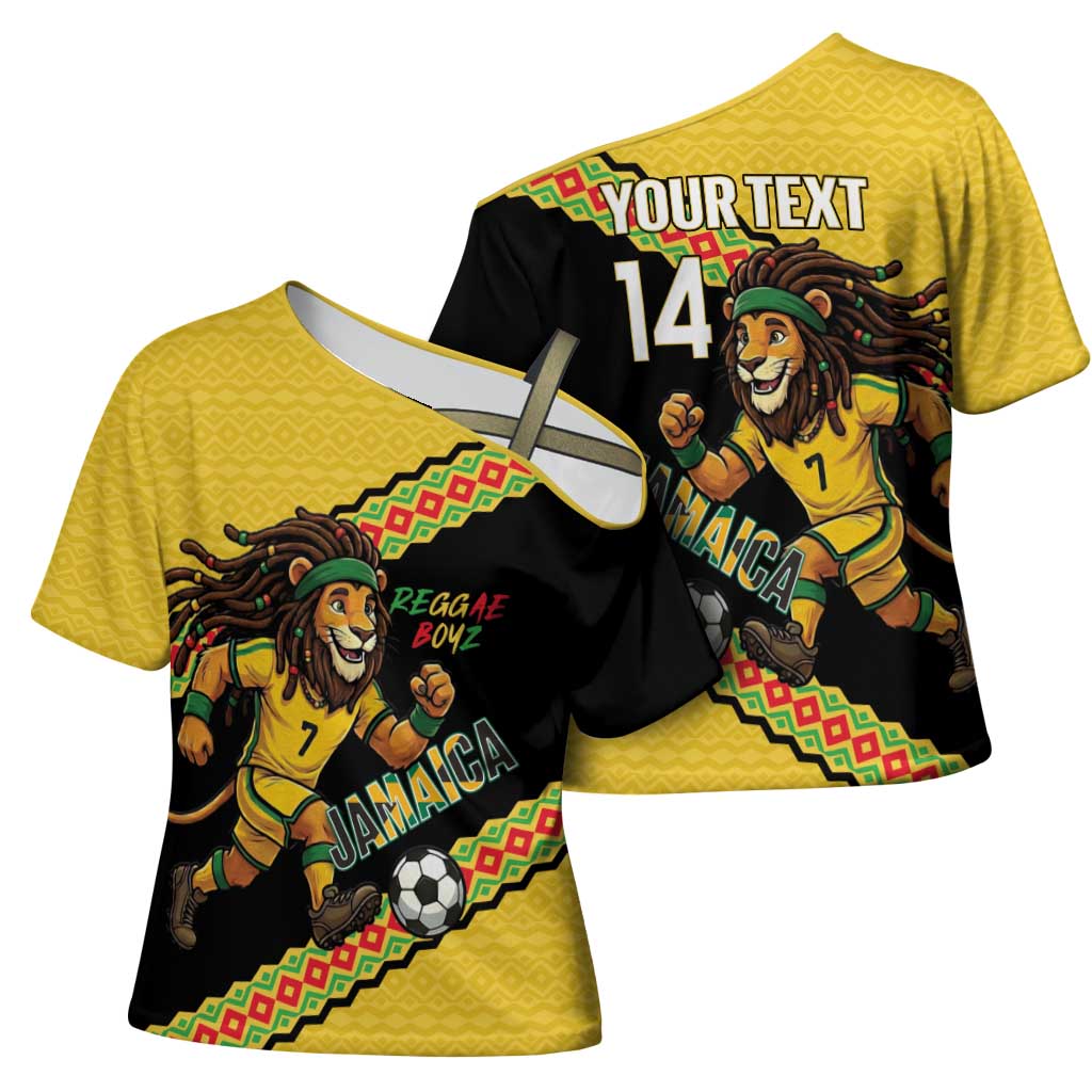 Jamaica 2026 Football Custom Cross Shoulder Shirt Go Reggae Boyz Rasta Lion Sporty