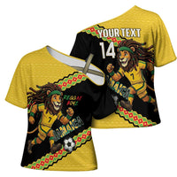 Jamaica 2026 Football Custom Cross Shoulder Shirt Go Reggae Boyz Rasta Lion Sporty