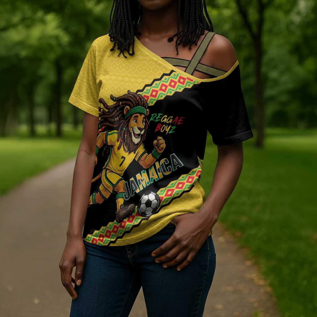 Jamaica 2026 Football Custom Cross Shoulder Shirt Go Reggae Boyz Rasta Lion Sporty