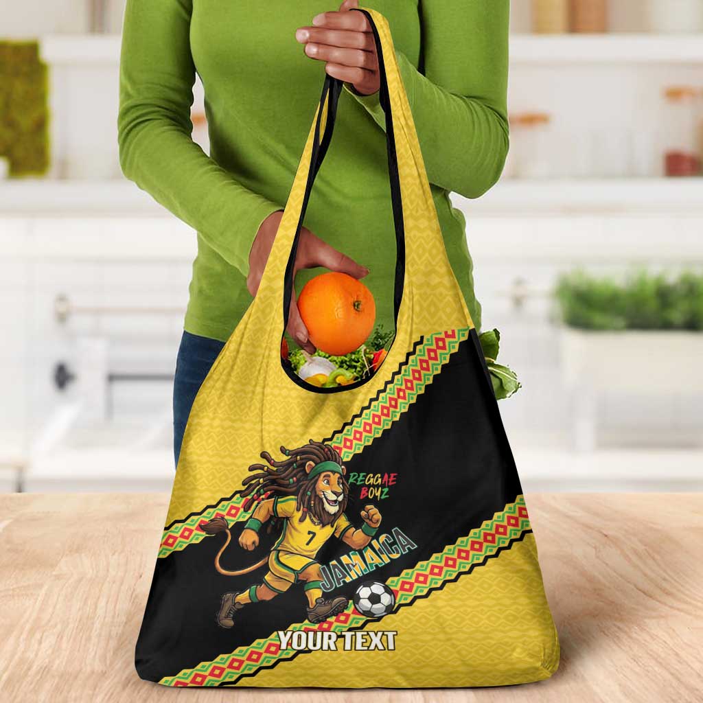 Jamaica 2026 Football Custom Grocery Bag Go Reggae Boyz Rasta Lion Sporty