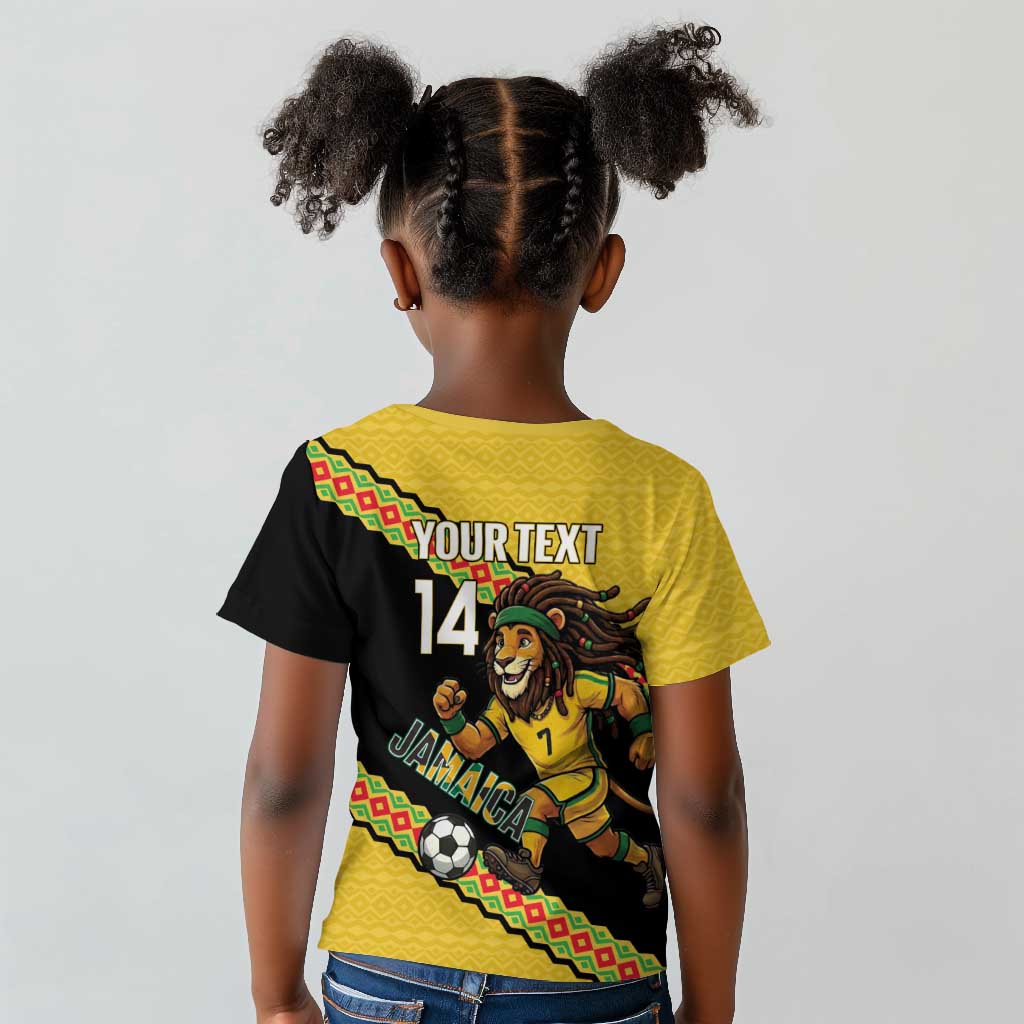 Jamaica 2026 Football Custom Kid T shirt Go Reggae Boyz Rasta Lion Sporty
