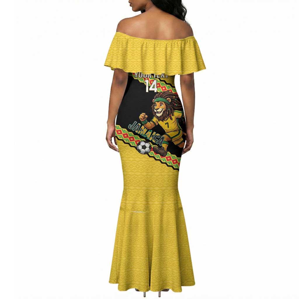 Jamaica 2026 Football Custom Mermaid Dress Go Reggae Boyz Rasta Lion Sporty