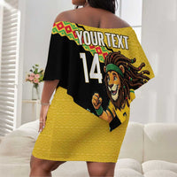 Jamaica 2026 Football Custom Off Shoulder Short Dress Go Reggae Boyz Rasta Lion Sporty