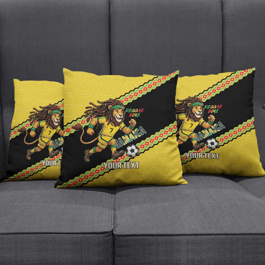 Jamaica 2026 Football Custom Pillow Cover Go Reggae Boyz Rasta Lion Sporty