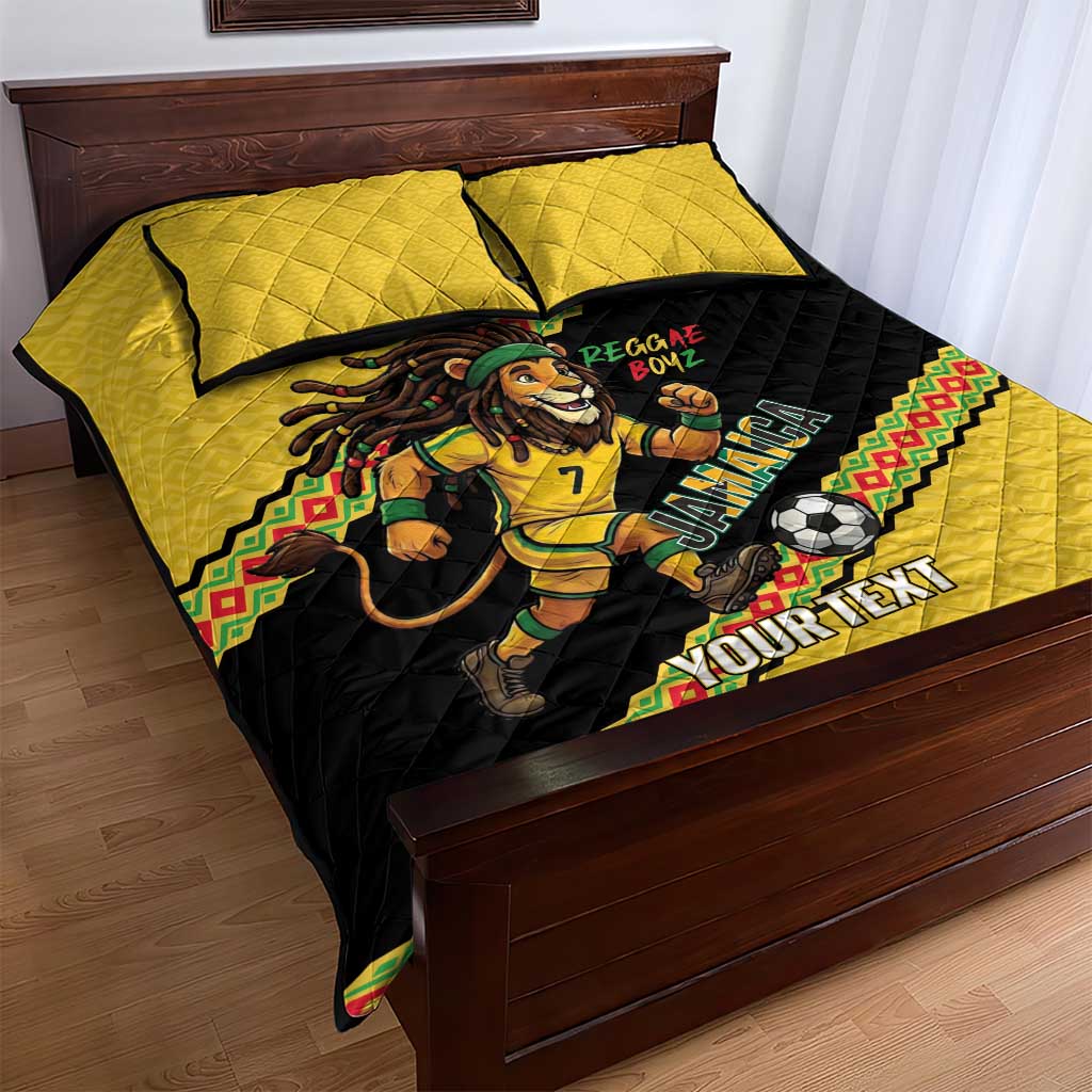 Jamaica 2026 Football Custom Quilt Bed Set Go Reggae Boyz Rasta Lion Sporty