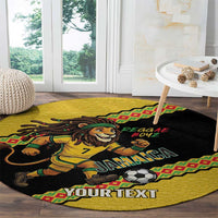 Jamaica 2026 Football Custom Round Carpet Go Reggae Boyz Rasta Lion Sporty
