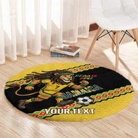 Jamaica 2026 Football Custom Round Carpet Go Reggae Boyz Rasta Lion Sporty