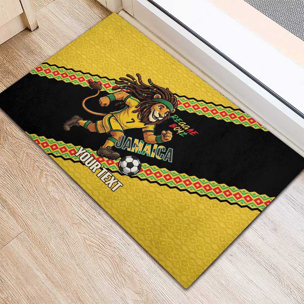 Jamaica 2026 Football Custom Rubber Doormat Go Reggae Boyz Rasta Lion Sporty