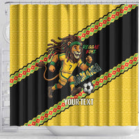 Jamaica 2026 Football Custom Shower Curtain Go Reggae Boyz Rasta Lion Sporty