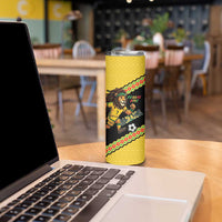 Jamaica 2026 Football Custom Skinny Tumbler Go Reggae Boyz Rasta Lion Sporty