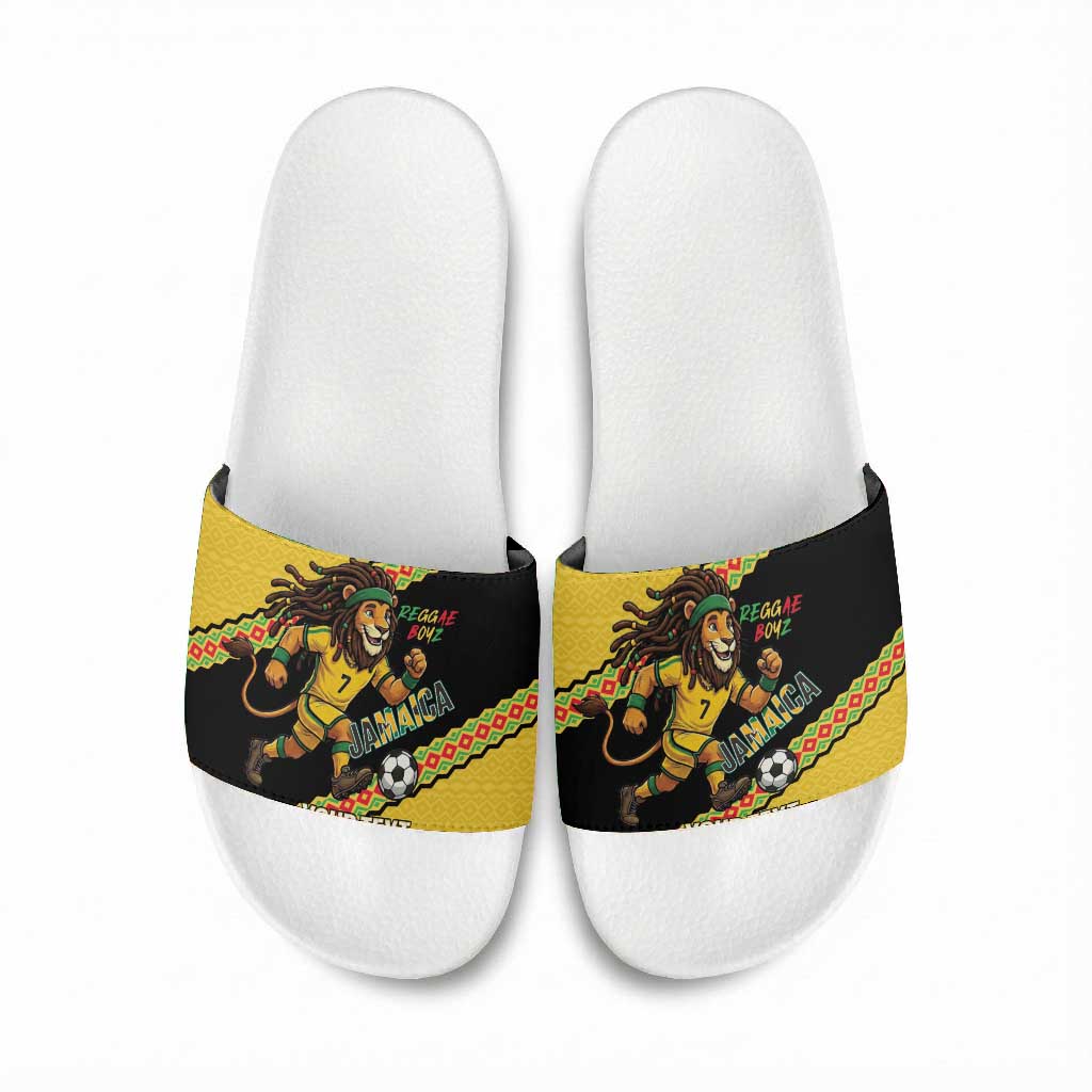 Jamaica 2026 Football Custom Slide Sandals Go Reggae Boyz Rasta Lion Sporty