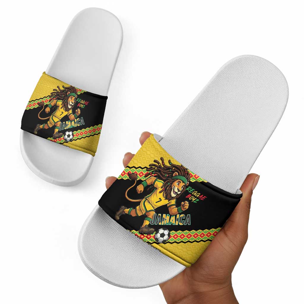 Jamaica 2026 Football Custom Slide Sandals Go Reggae Boyz Rasta Lion Sporty