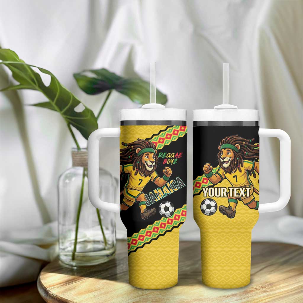 Jamaica 2026 Football Custom Tumbler With Handle Go Reggae Boyz Rasta Lion Sporty
