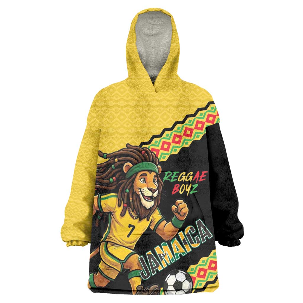 Jamaica 2026 Football Custom Wearable Blanket Hoodie Go Reggae Boyz Rasta Lion Sporty