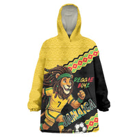 Jamaica 2026 Football Custom Wearable Blanket Hoodie Go Reggae Boyz Rasta Lion Sporty