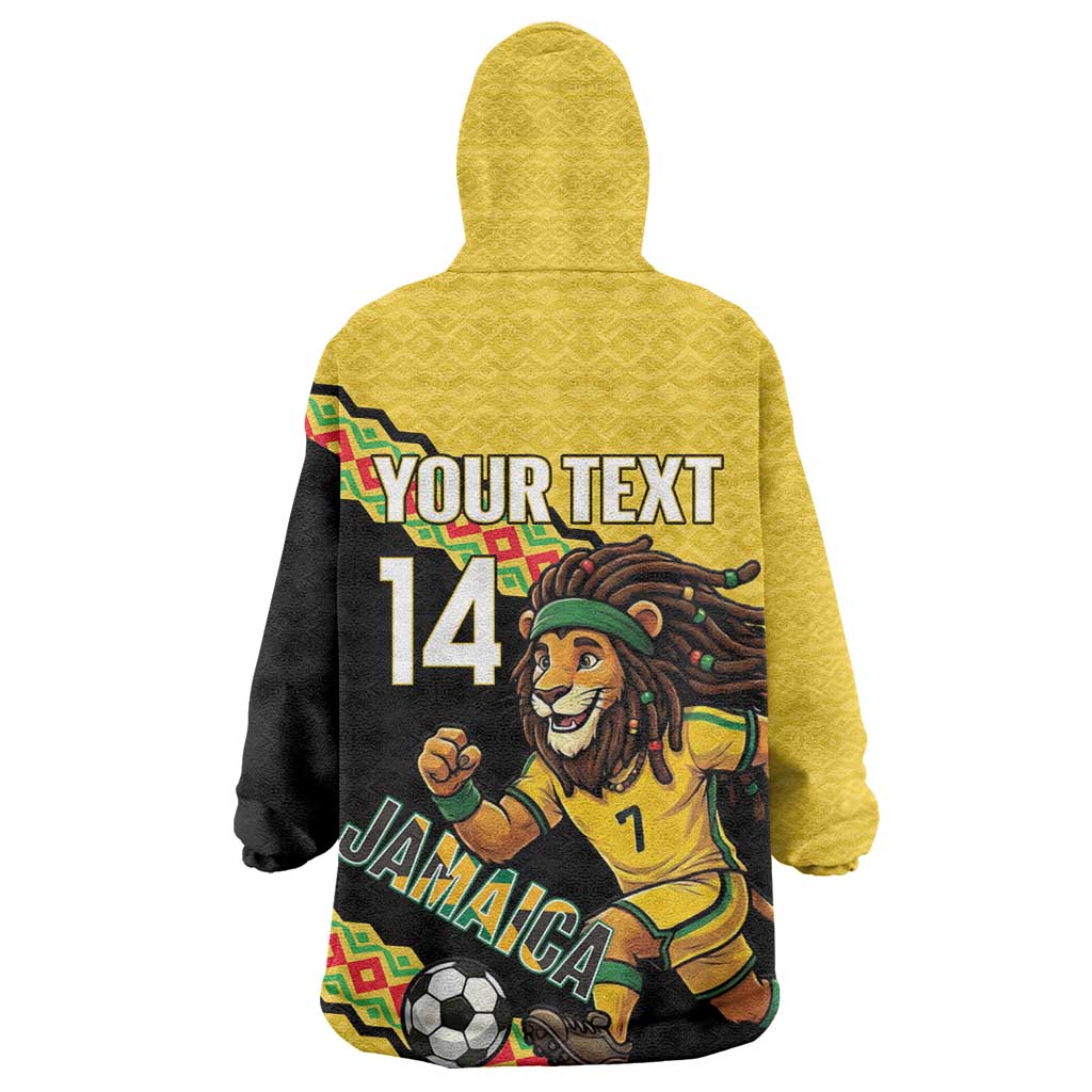 Jamaica 2026 Football Custom Wearable Blanket Hoodie Go Reggae Boyz Rasta Lion Sporty