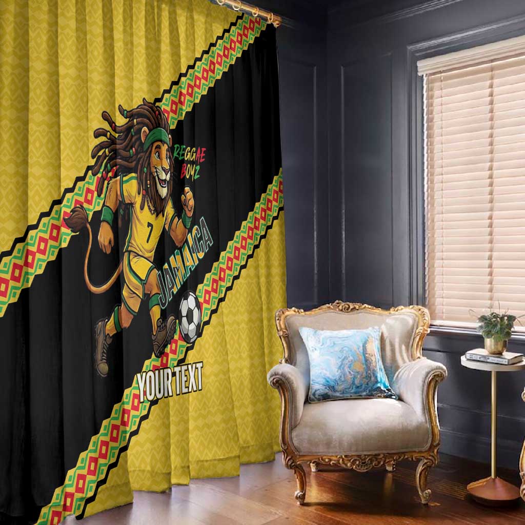 Jamaica 2026 Football Custom Window Curtain Go Reggae Boyz Rasta Lion Sporty