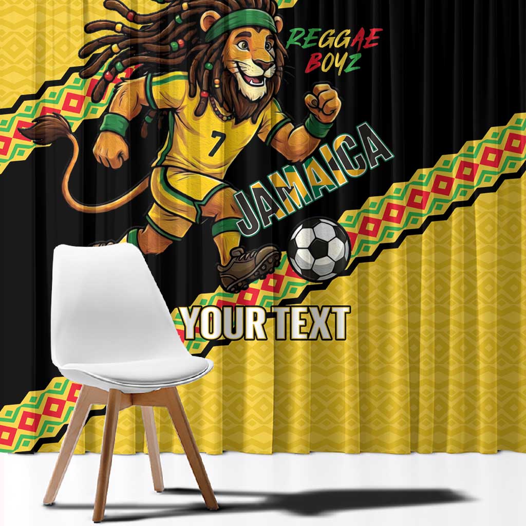 Jamaica 2026 Football Custom Window Curtain Go Reggae Boyz Rasta Lion Sporty