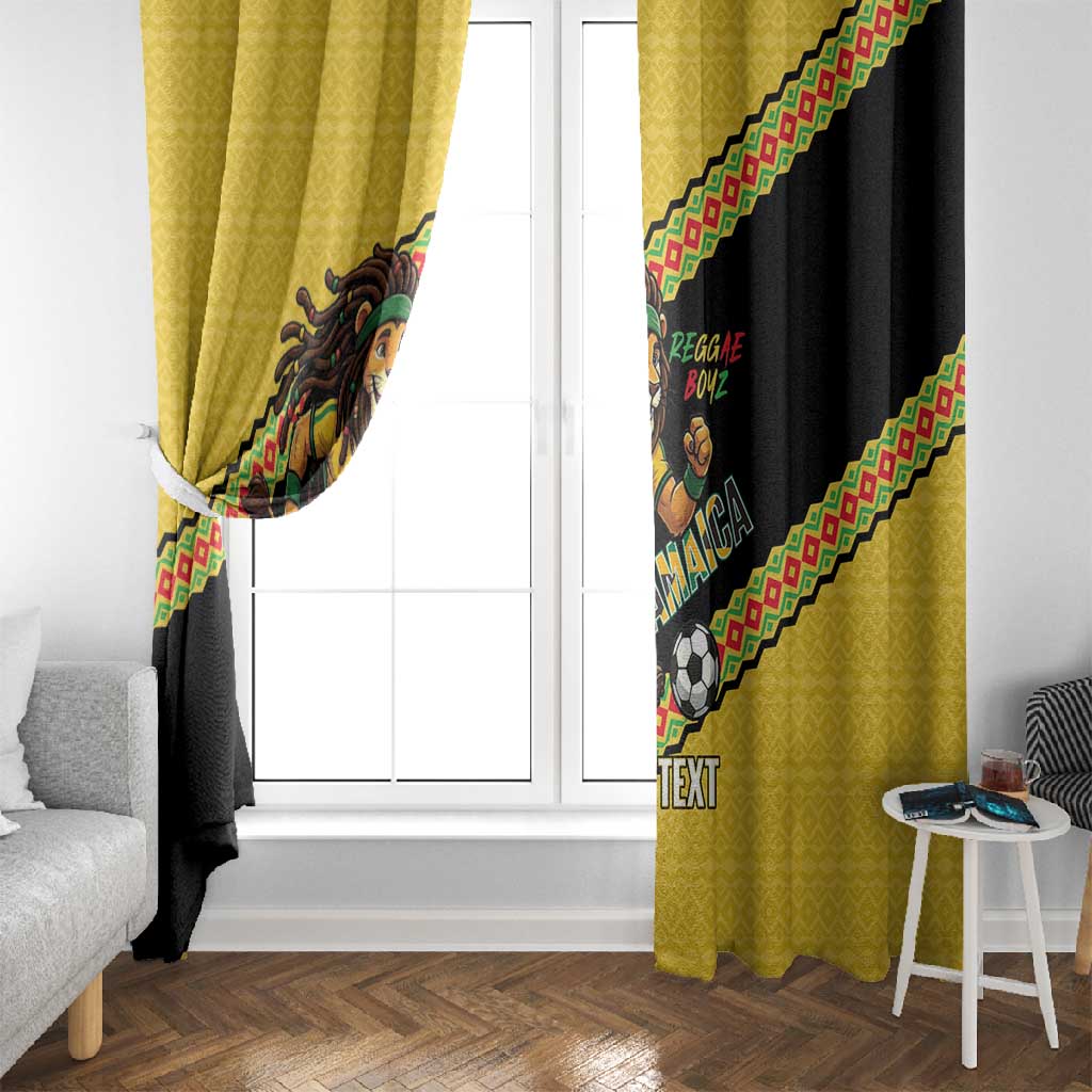 Jamaica 2026 Football Custom Window Curtain Go Reggae Boyz Rasta Lion Sporty