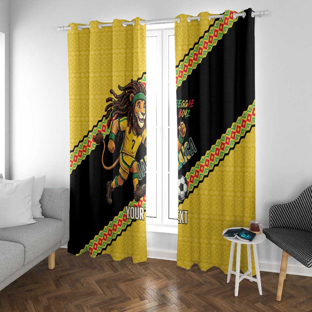 Jamaica 2026 Football Custom Window Curtain Go Reggae Boyz Rasta Lion Sporty
