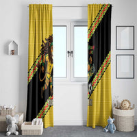 Jamaica 2026 Football Custom Window Curtain Go Reggae Boyz Rasta Lion Sporty