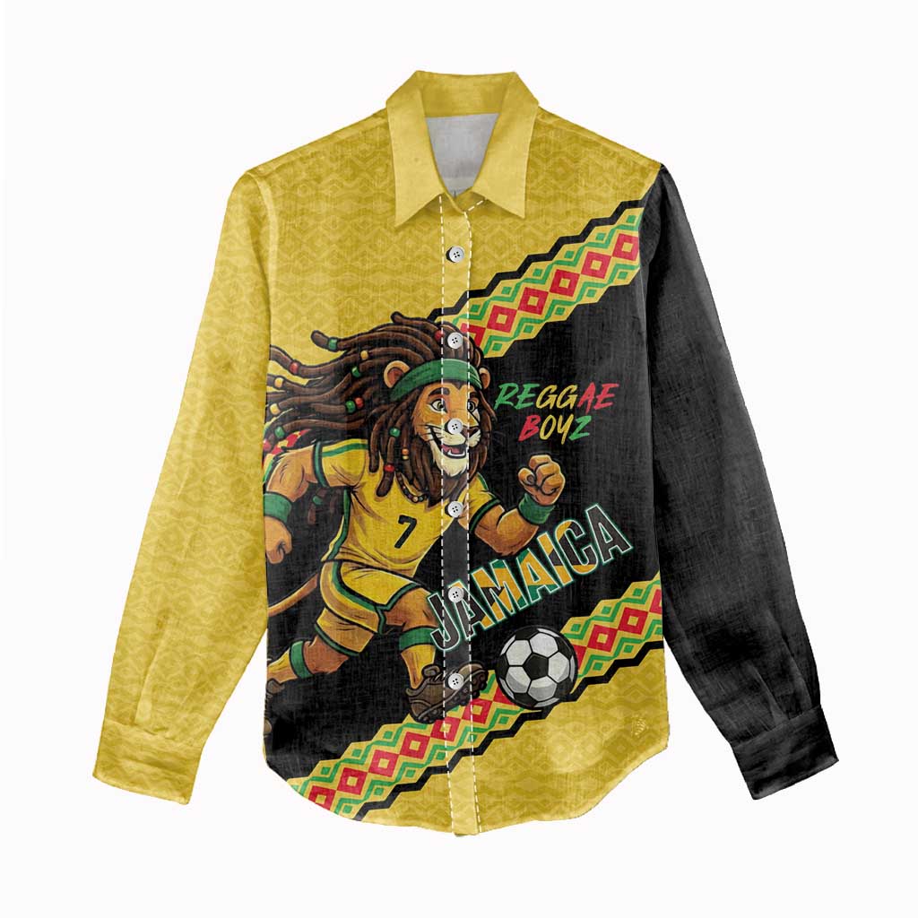 Jamaica 2026 Football Custom Women Casual Shirt Go Reggae Boyz Rasta Lion Sporty