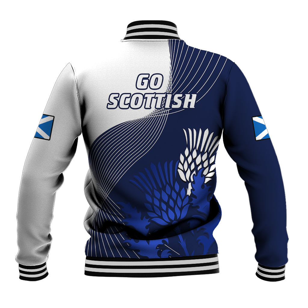 Scotland Rugby Baseball Jacket Thistle Unique Go Scottish Blue Version - Wonder Print Shop